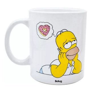 Foto 3 | Taza Grande Cafe Disney Homero Simpson Cerámica Belug 480 Ml, Color Blanco