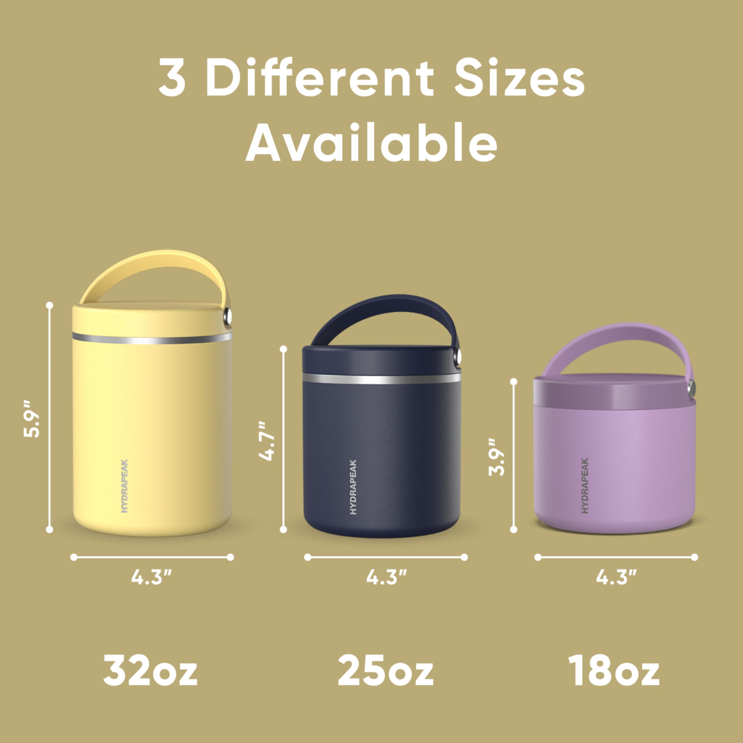 Foto 6 pulgar | Tarro De Comida Hydrapeak De Acero Inoxidable Con Aislamiento Al Vacío, 950 Ml - Venta Internacional.