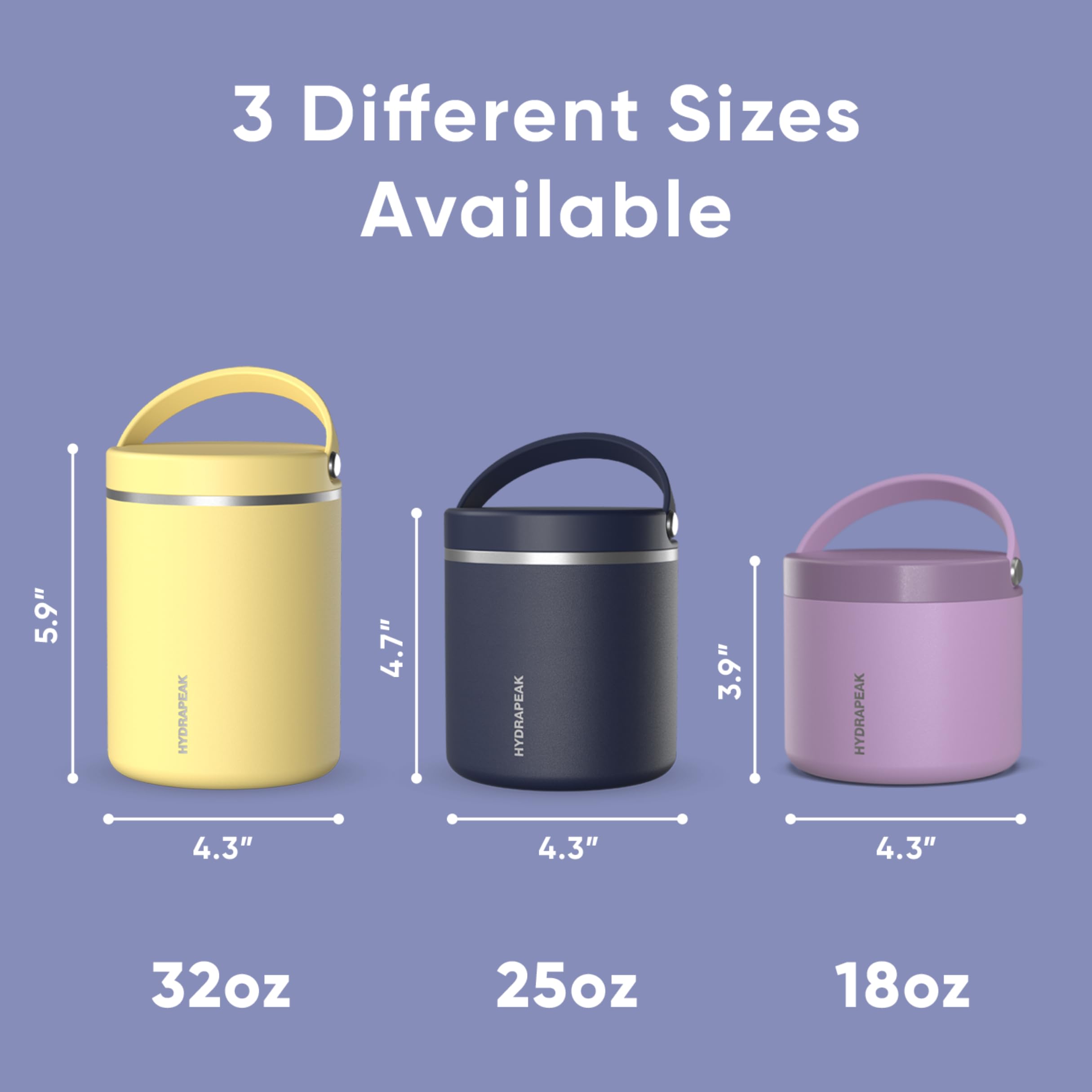 Foto 6 pulgar | Tarro De Comida Hydrapeak De Acero Inoxidable Con Aislamiento Al Vacío De 750 Ml - Venta Internacional.