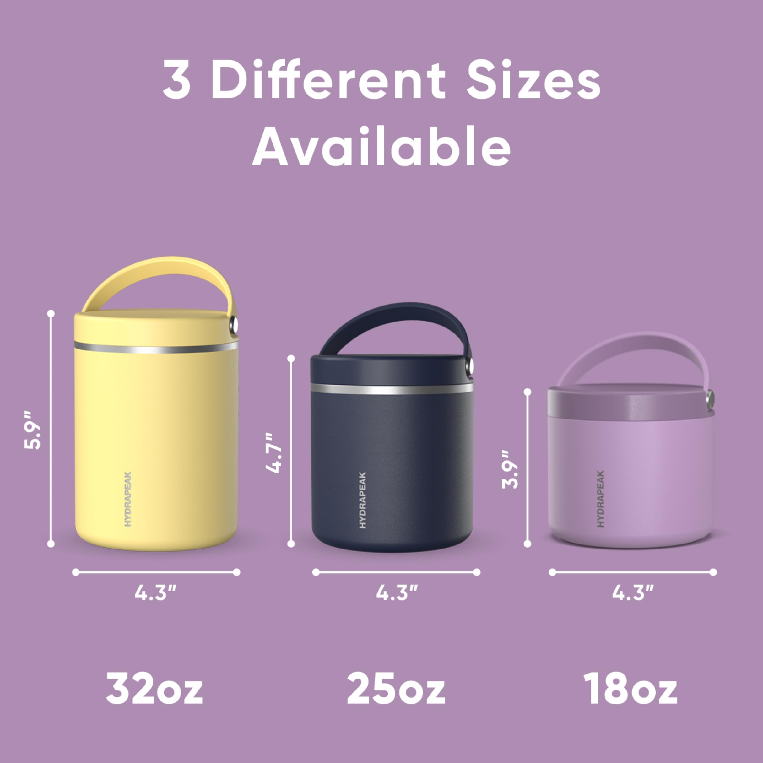 Foto 6 pulgar | Tarro De Comida Hydrapeak De Acero Inoxidable Con Aislamiento Al Vacío De 750 Ml - Venta Internacional.