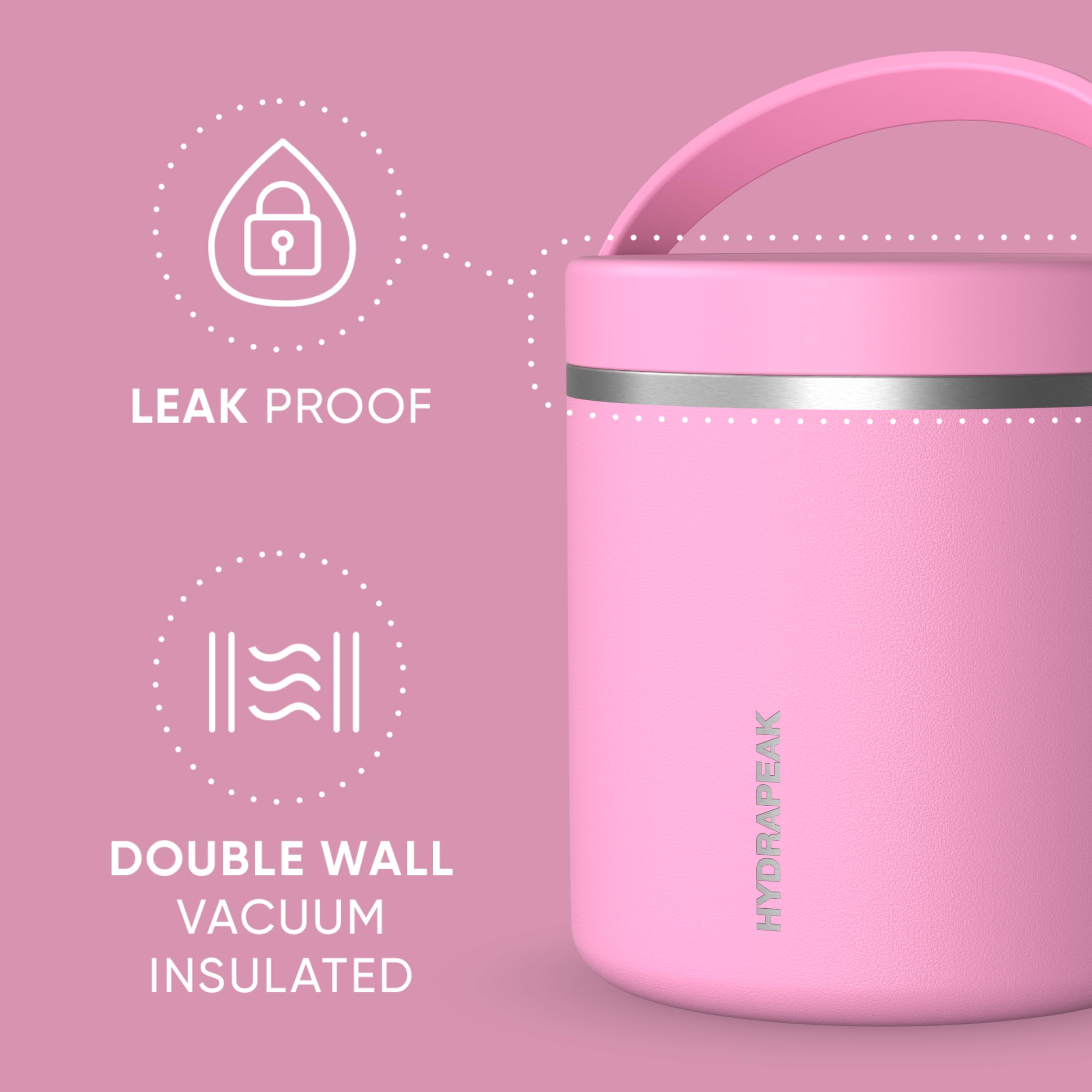 Foto 3 pulgar | Tarro De Comida Hydrapeak De Acero Inoxidable Con Aislamiento Al Vacío, 750 Ml, Rosa - Venta Internacional.