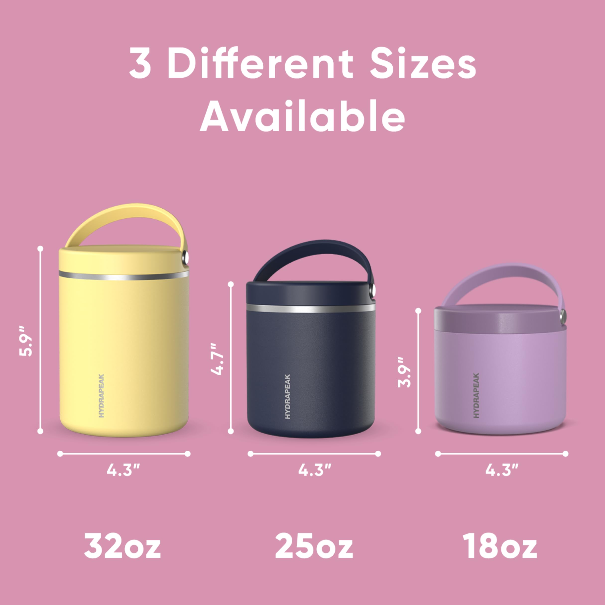 Foto 6 pulgar | Tarro De Comida Hydrapeak De Acero Inoxidable Con Aislamiento Al Vacío, 750 Ml, Rosa - Venta Internacional.