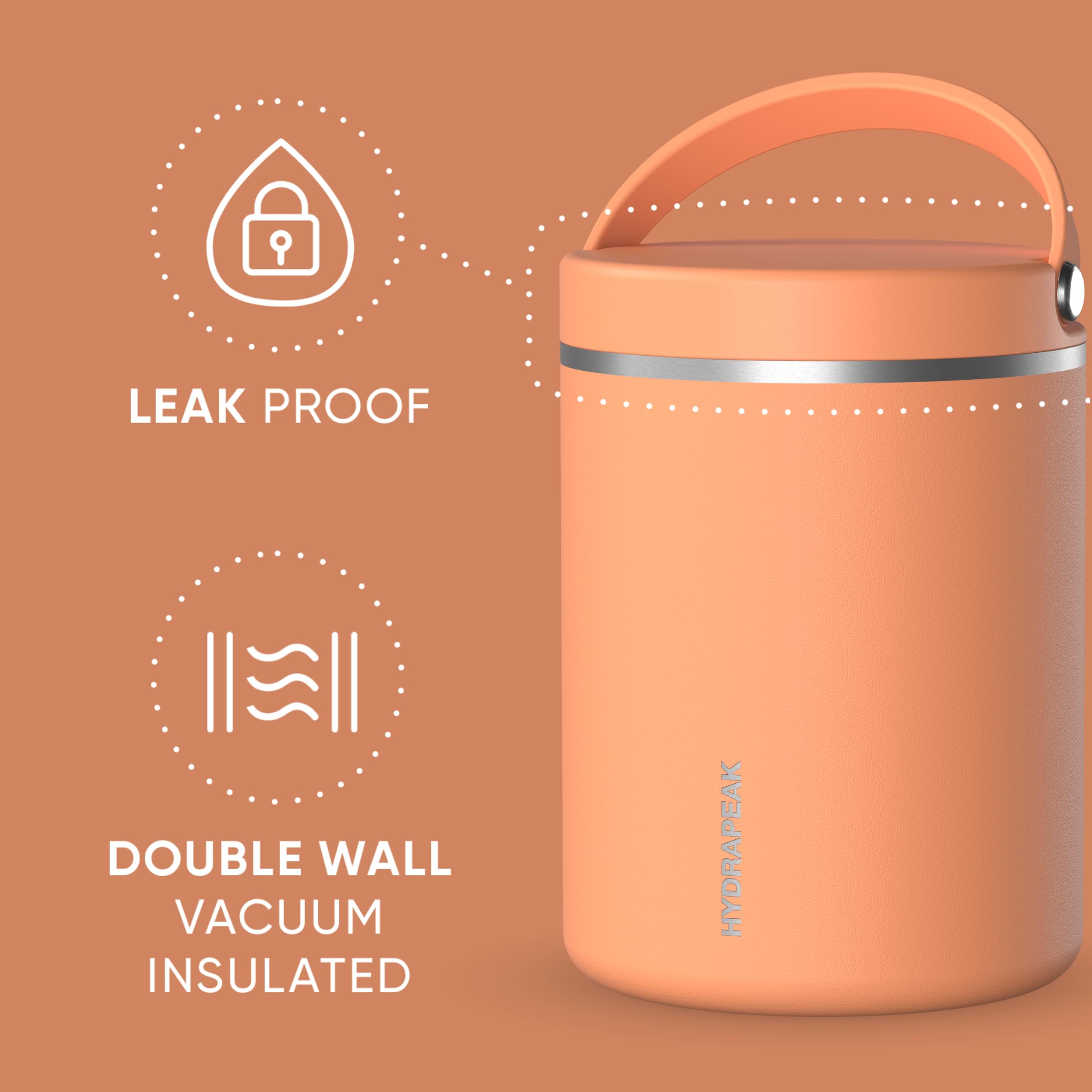 Foto 5 pulgar | Tarro De Comida Hydrapeak De Acero Inoxidable Con Aislamiento Al Vacío, 950 Ml - Venta Internacional.