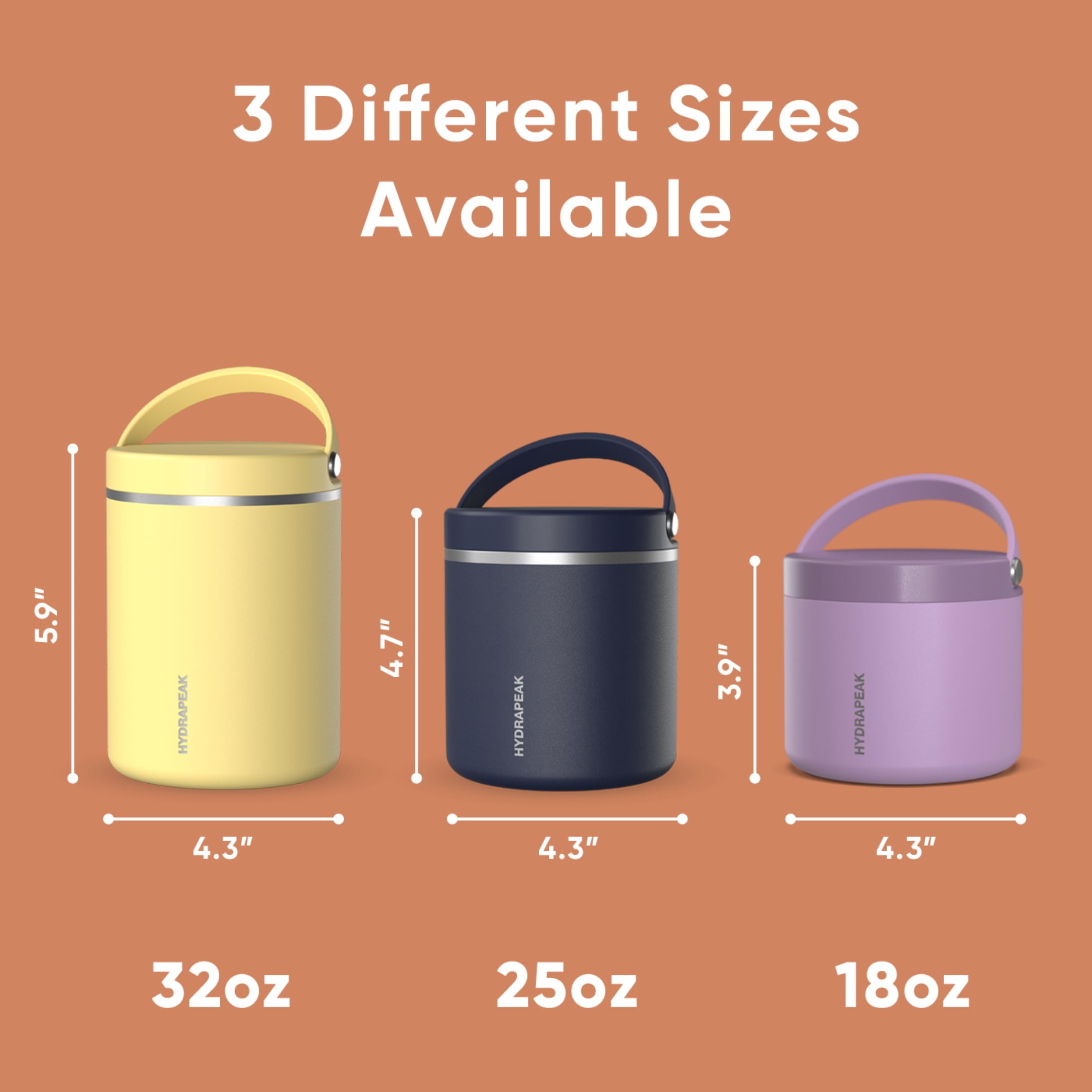 Foto 6 pulgar | Tarro De Comida Hydrapeak De Acero Inoxidable Con Aislamiento Al Vacío, 950 Ml - Venta Internacional.