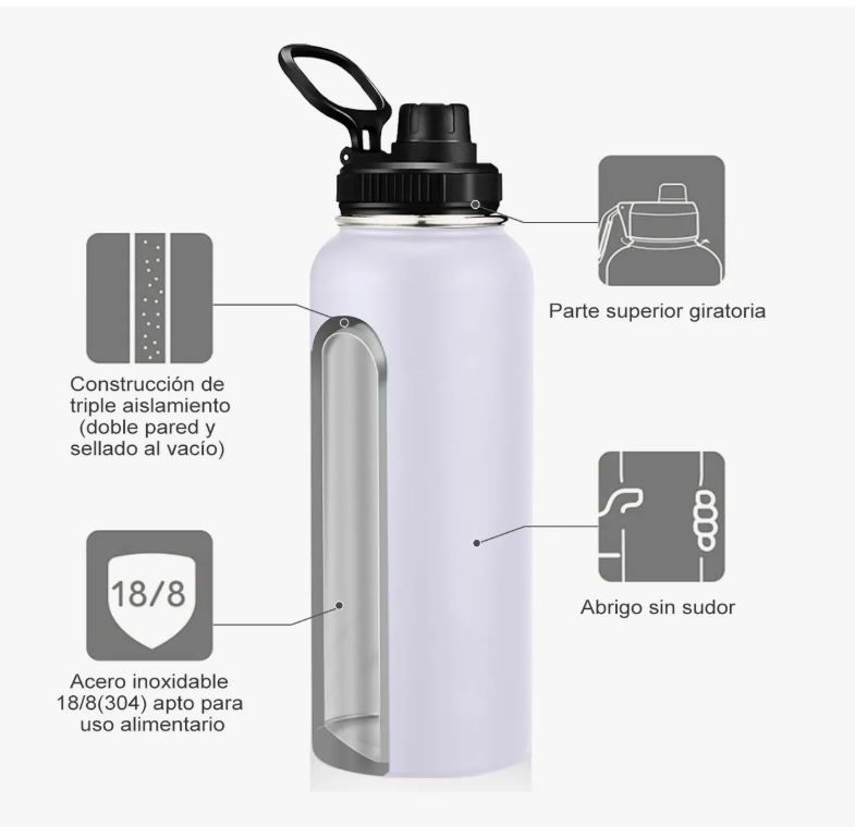 Foto 4 | Termo Xtellar Vaso-botella Acero Inoxidablecon Fría/caliente 40 Oz Modelo Blanco