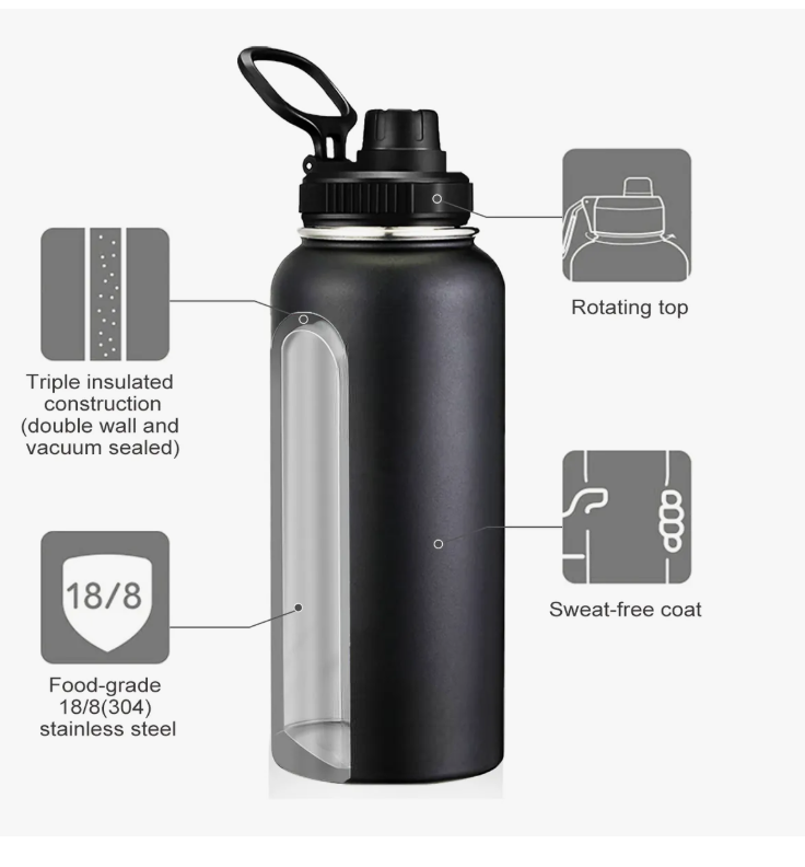 Foto 4 pulgar | Termo Xtellar Vaso-botella Acero Inoxidablecon Fría/caliente 40 Oz Modelo Negro