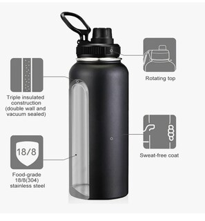 Foto 3 | Termo Xtellar Vaso-botella Acero Inoxidablecon Fría/caliente 40 Oz Modelo Negro