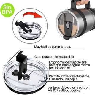 Foto 3 | 5 Tapa Con Seguro Para Vaso Térmico Yeti Rtic Ozark De 30 Oz (paquete 2)