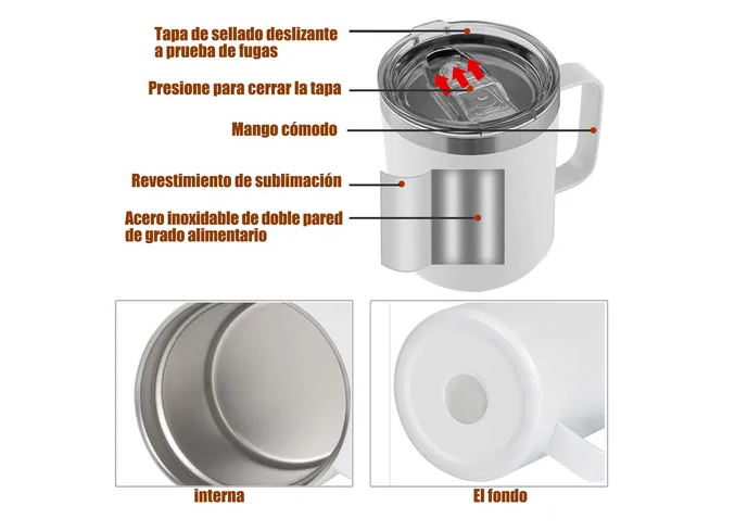 Foto 6 pulgar | Xtellar Vaso Térmico Premium De Acero Inoxidable 12 Oz – Innovador Thermos Portátil Para Café