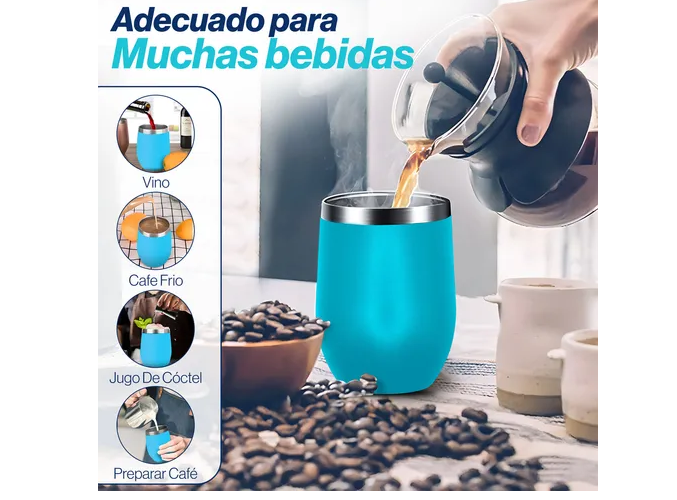 Foto 3 pulgar | Xtellar Vaso Termo Térmico Antiderrame Multifuncional, Estilo Italiano Minimalista De 12oz En Vibrante Azul Sky