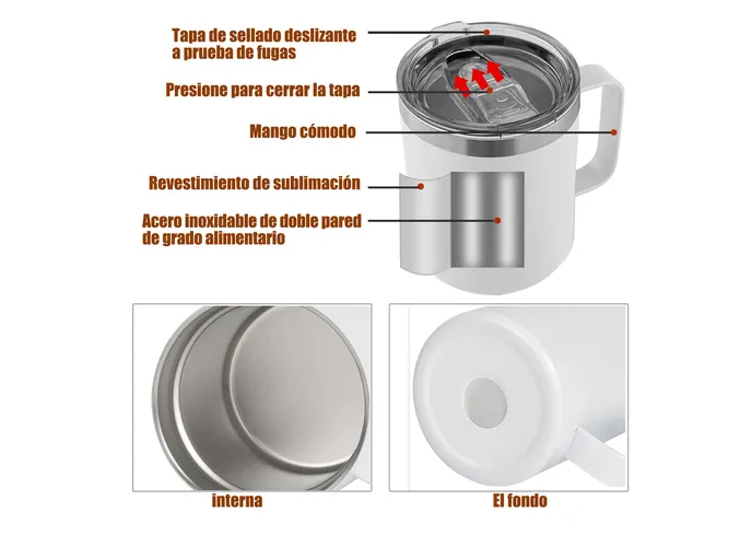 Foto 6 pulgar | Xtellar Vaso Térmico Premium De Acero Inoxidable 12 Oz – Innovador Thermos Portátil Para Café