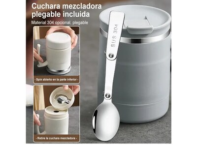 Foto 2 | Elegante Taza Termo Xtellar De Acero Inoxidable Con Cuchara, Ideal Para Café O Bebidas Frías De 17oz