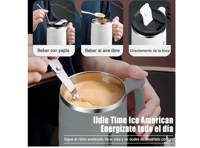 Foto 4 pulgar | Elegante Taza Termo Xtellar De Acero Inoxidable Con Cuchara, Ideal Para Café O Bebidas Frías De 17oz