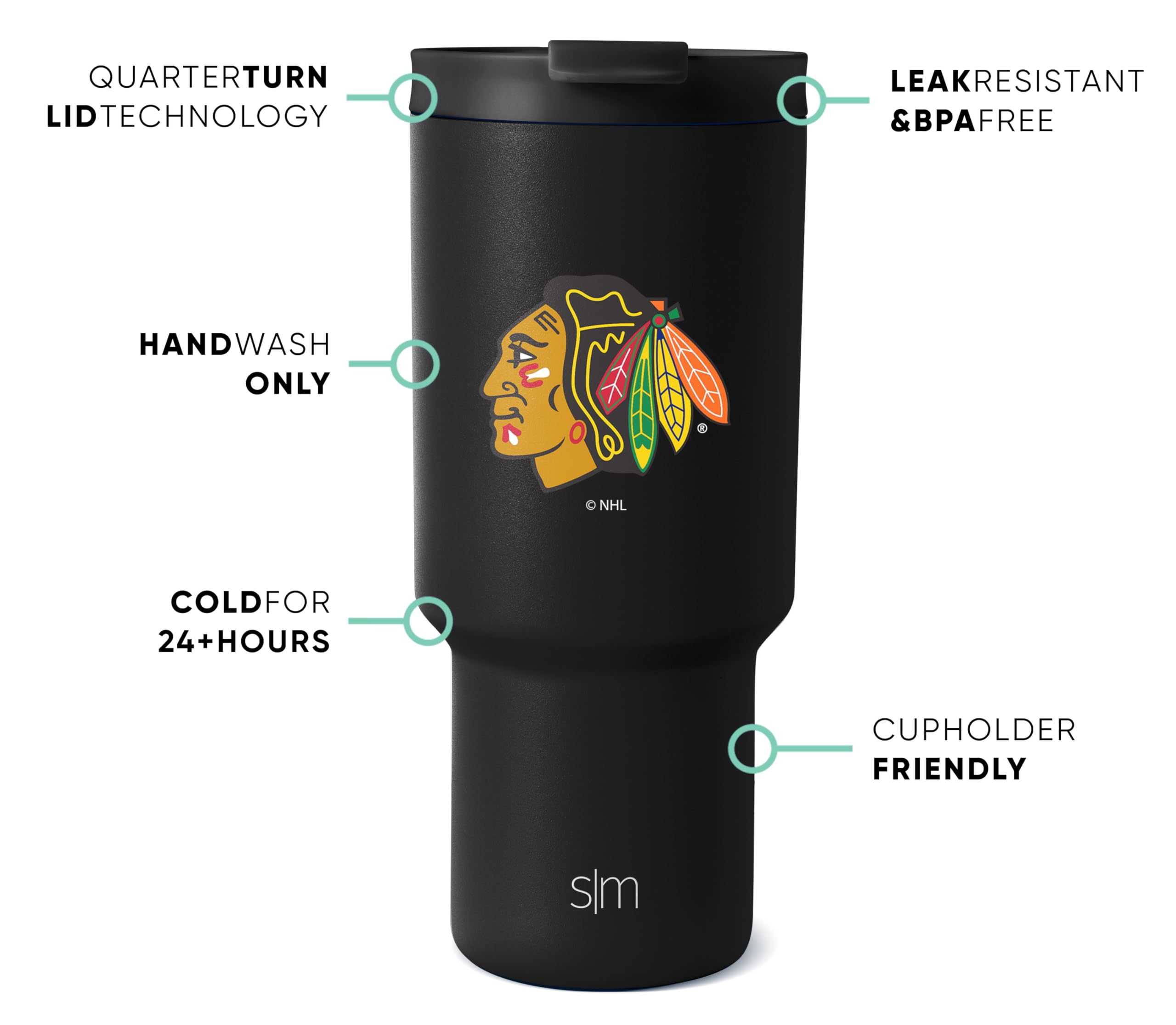 Foto 3 pulgar | Vaso Sencillo Y Moderno De La Nhl Chicago Blackhawks, 900 Ml - Venta Internacional.