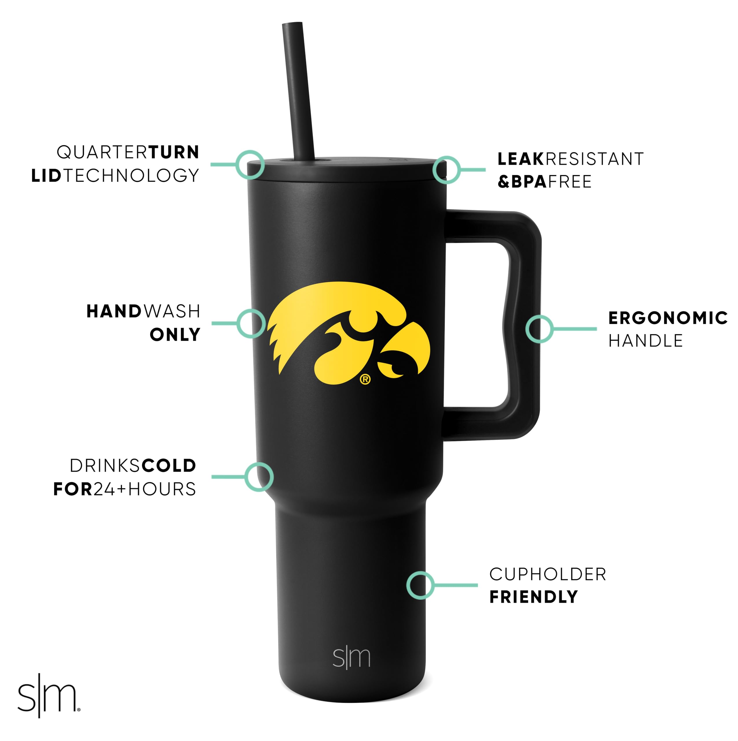Foto 2 | Vaso Simple Modern Con Licencia Oficial Iowa Hawkeyes De 1,2 L - Venta Internacional.