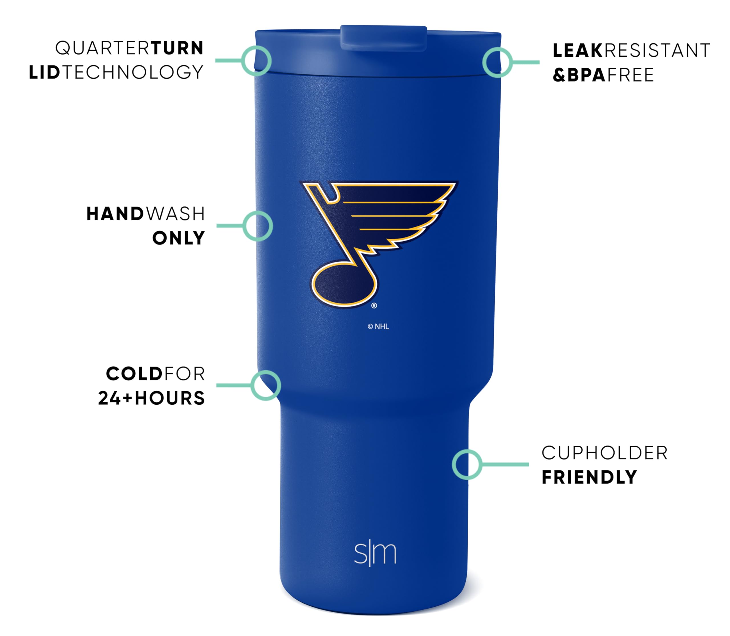Foto 3 pulgar | Vaso Simple Modern Nhl St. Louis Blues De 900 Ml Con Tapa Y Pajita - Venta Internacional.
