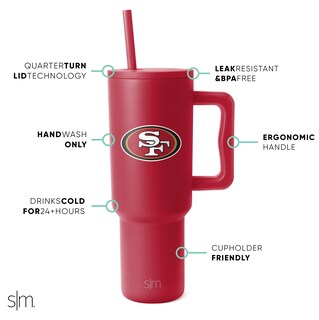 Foto 2 | Vaso Simple Modern Nfl De 1,2 L Con Asa Y Pajita San Francisco 49ers - Venta Internacional.