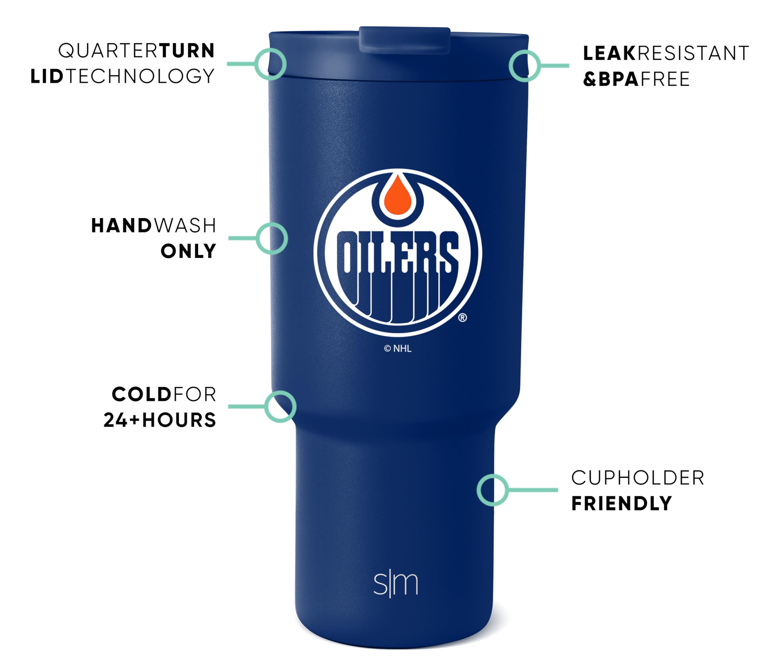 Foto 3 pulgar | Vaso Para Aceites Edmonton De La Nhl Simple Modern, 900 Ml, Con Tapa Y Pajita - Venta Internacional.