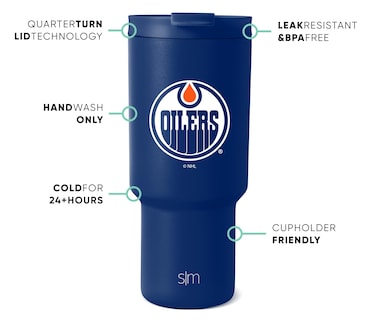 Foto 2 | Vaso Para Aceites Edmonton De La Nhl Simple Modern, 900 Ml, Con Tapa Y Pajita - Venta Internacional.