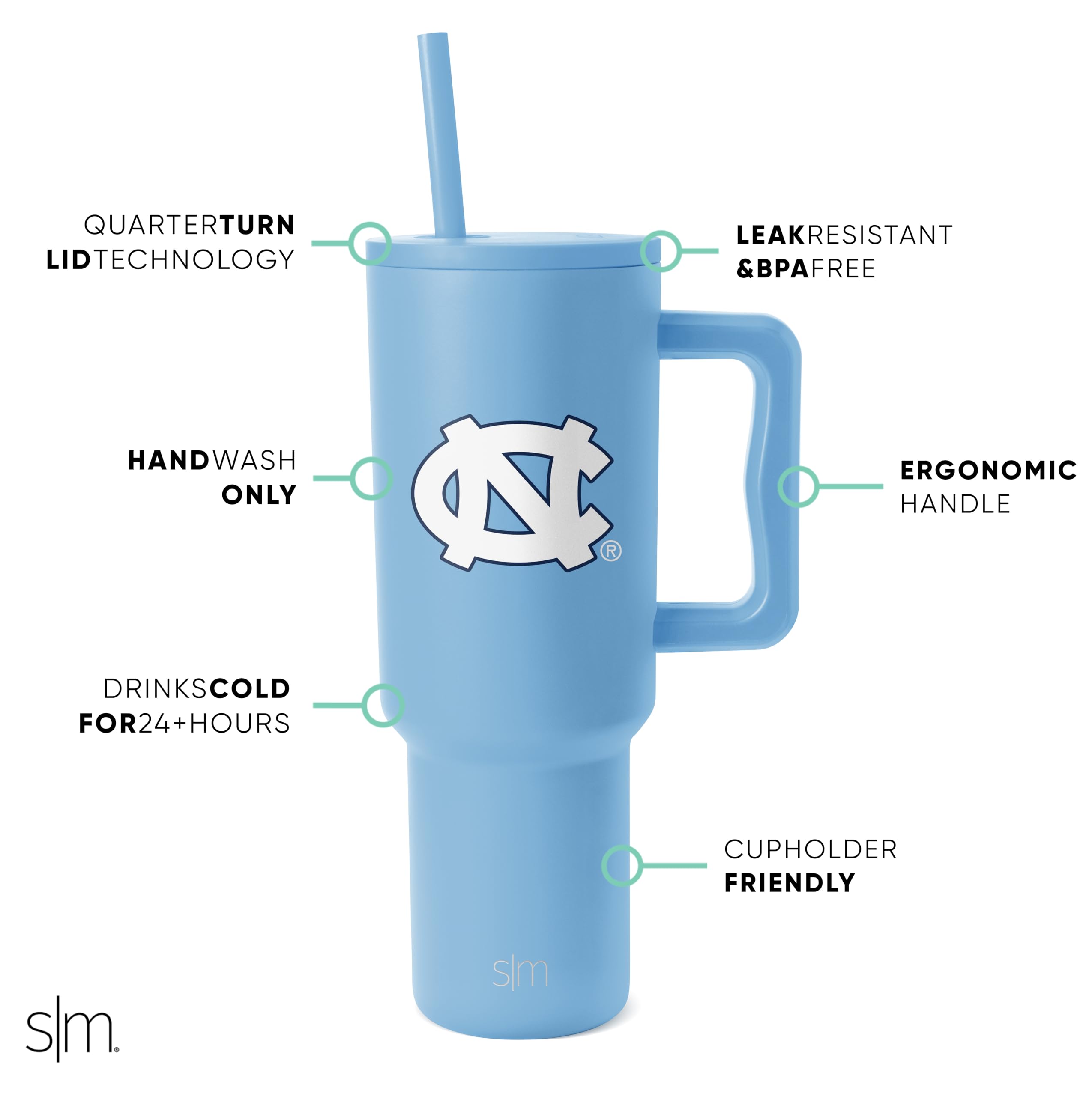 Foto 2 | Vaso Simple Modern Con Licencia Oficial De Carolina Del Norte De 1,2 Litros - Venta Internacional.