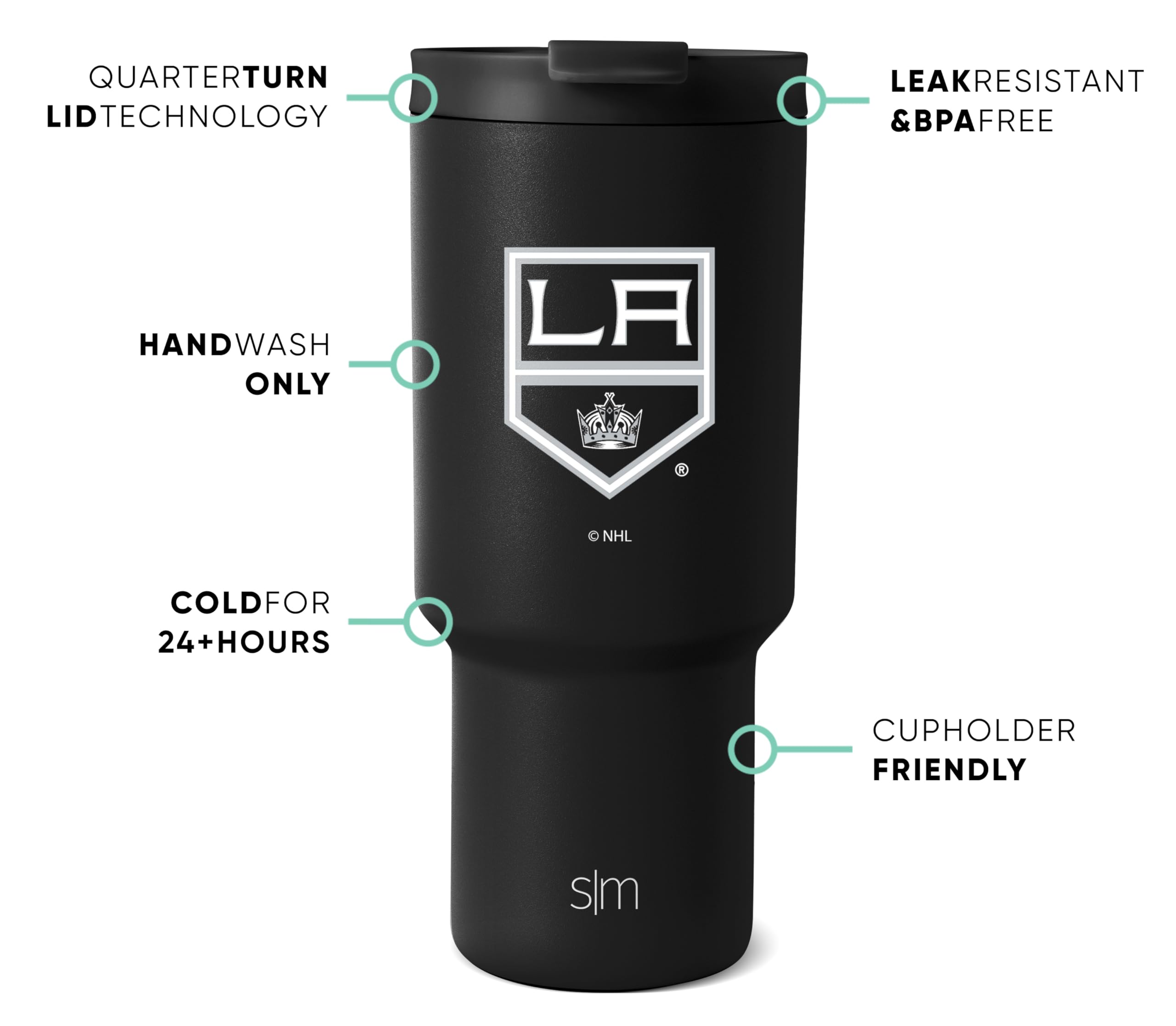 Foto 3 pulgar | Vaso Simple Modern Nhl Los Angeles Kings De Acero Inoxidable De 900 Ml - Venta Internacional.
