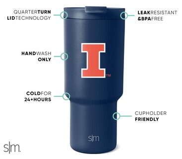 Foto 2 | Vaso Simple Modern Illinois Fighting Illini, 900 Ml - Venta Internacional.