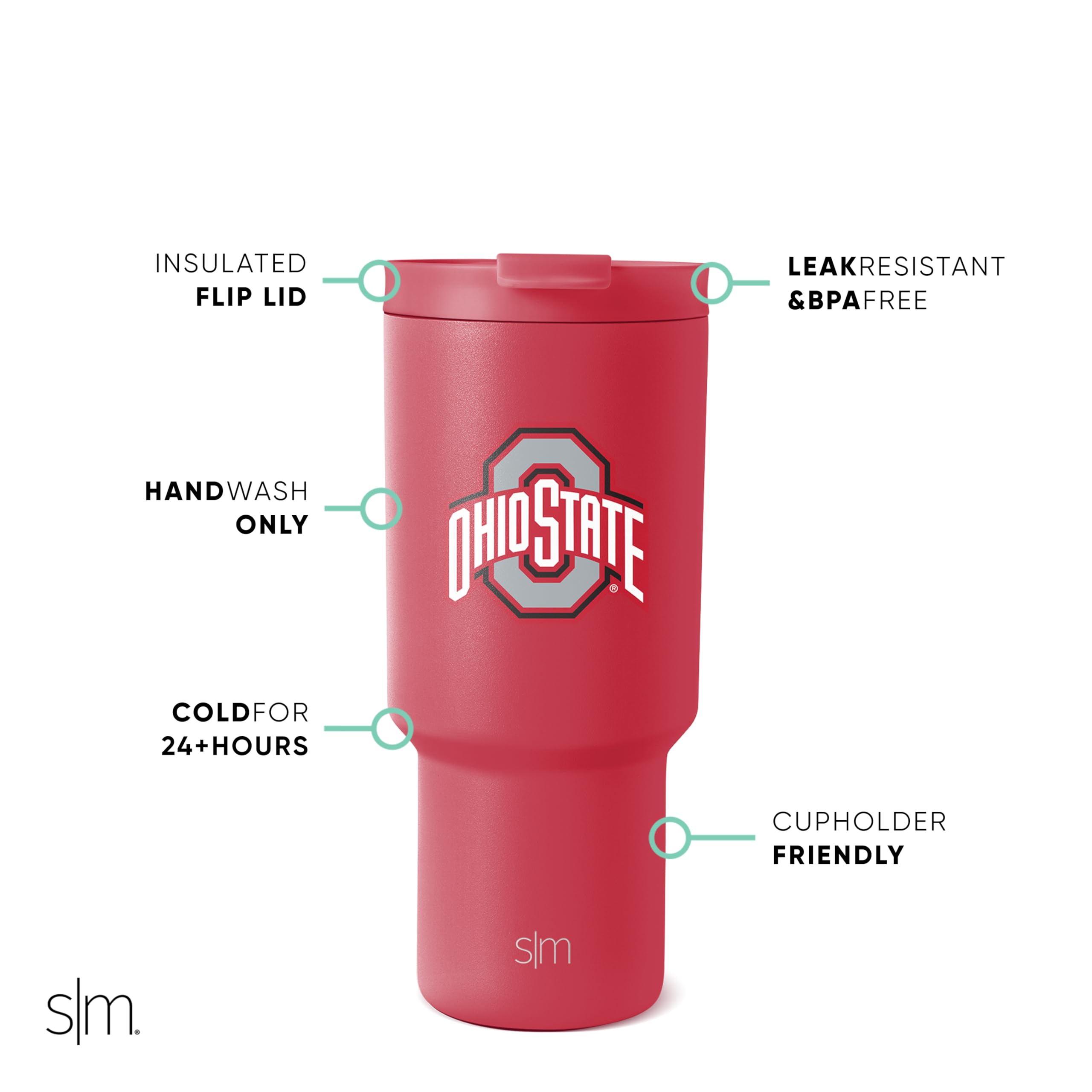 Foto 2 | Vaso Simple Modern Ohio State Buckeyes Con Aislamiento De 900 Ml - Venta Internacional.
