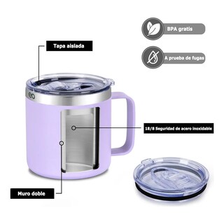 Foto 2 | Taza Térmica 14oz De Acero Inoxidable Eo Safe Imports Esi-19764 Purpura