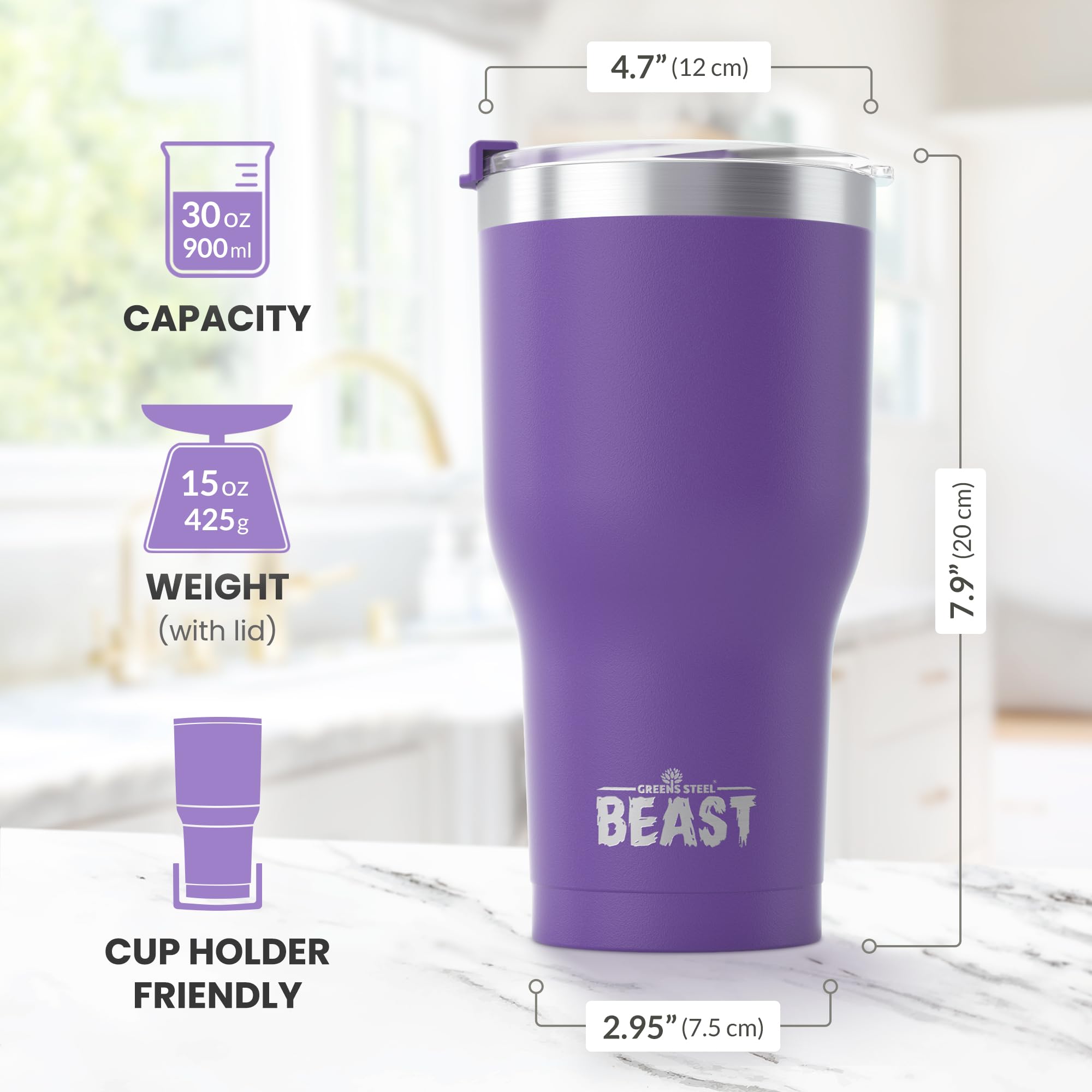 Foto 8 pulgar | Vaso Greens Steel Beast De Acero Inoxidable  900 Ml  Color Morado - Venta Internacional.