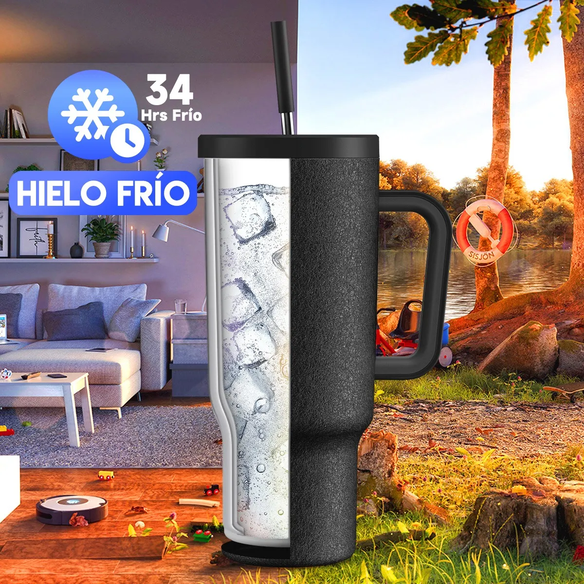 Foto 2 | Taza Termica De Viaje De Acero Inoxidable Eo Safe Imports Esi-20155 Negro