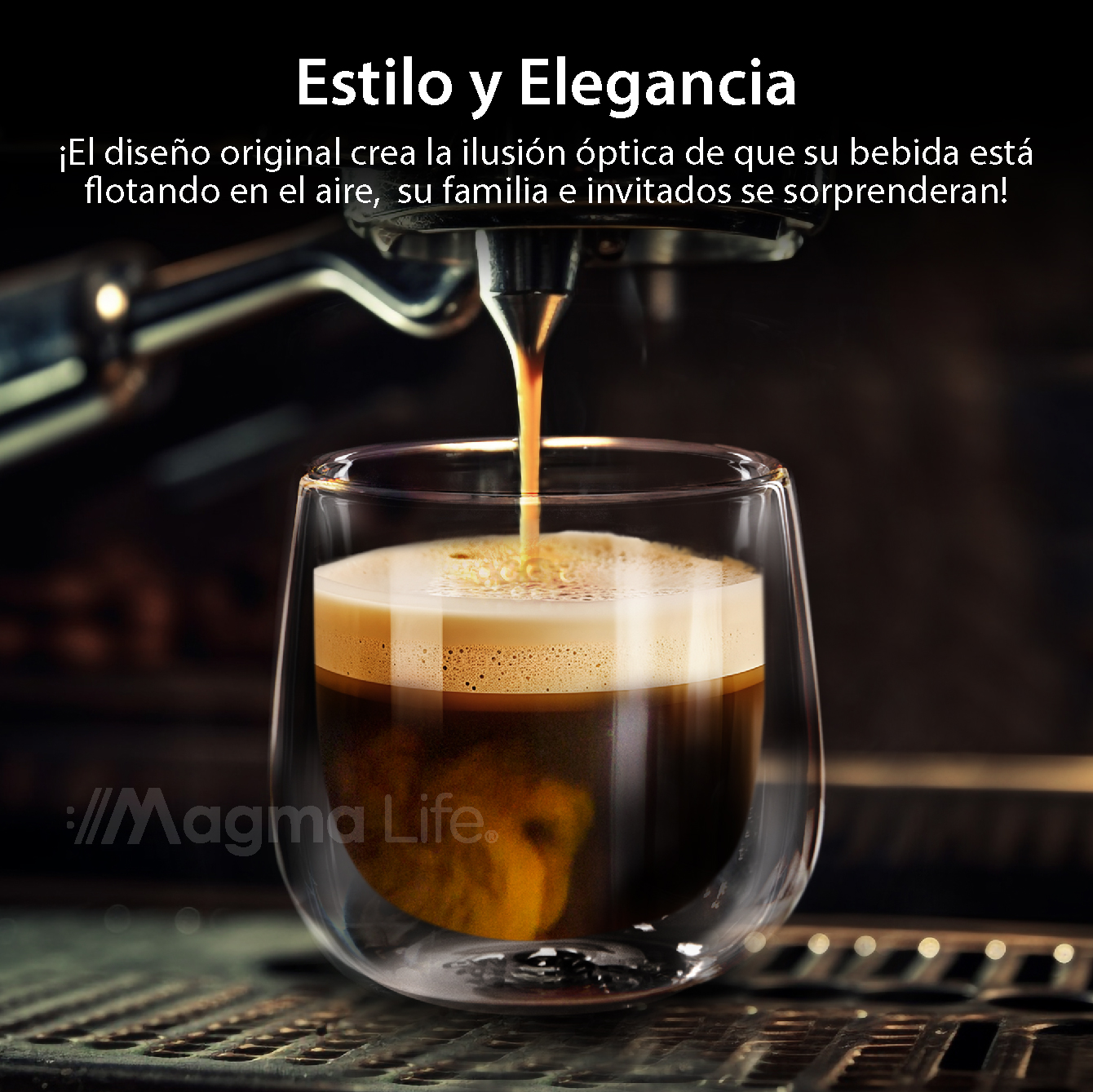 Foto 4 | Magmalife Set De 4 Vasos De Cristal Doble Pared 80 Ml Ideales Para Espresso Térmicos Elegantes Y Versátiles
