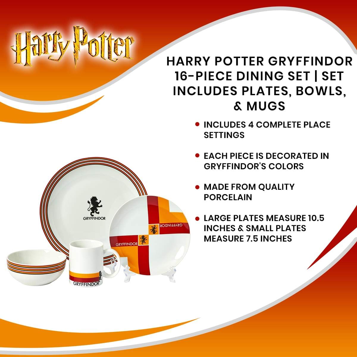 Foto 8 pulgar | Juego De Vajilla Harry Potter Gryffindor 16 Piezas De Porcelana - Venta Internacional.