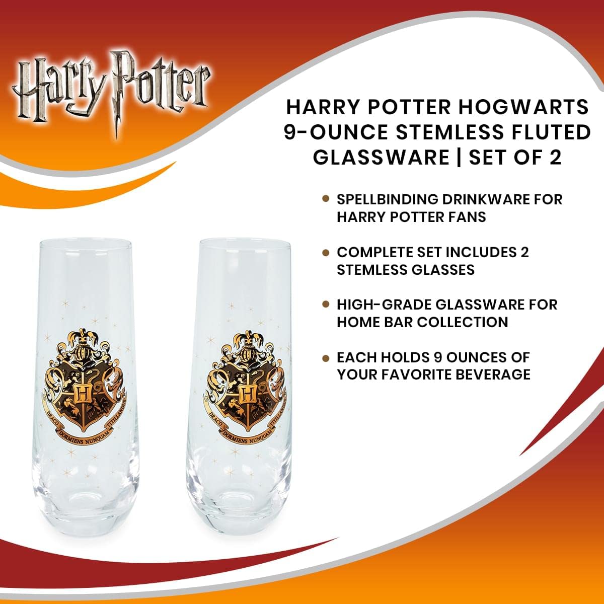 Foto 7 | Juego De Copas De Champán Harry Potter Hogwarts 270 Ml (juego De 2) - Venta Internacional.