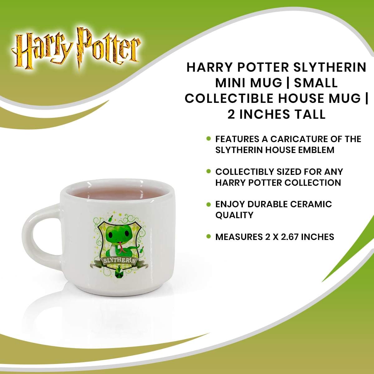 Foto 7 | Taza Pequeña De Cerámica De Harry Potter Slytherin House De 5 Cm De Altura - Venta Internacional.