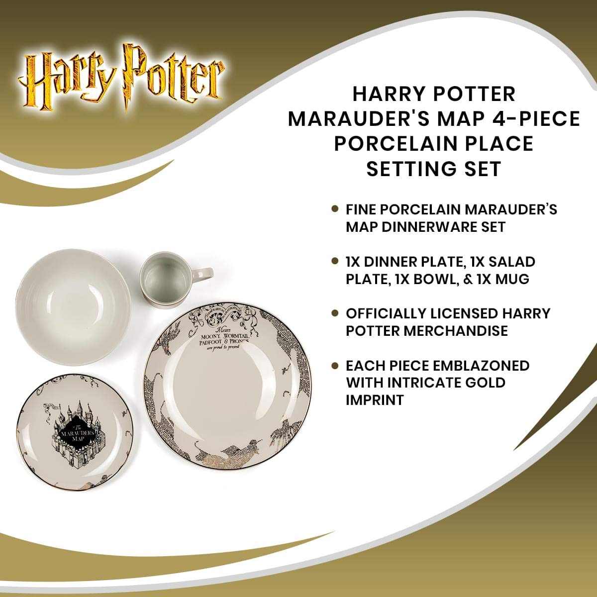 Foto 7 | Cuaderno De Porcelana Con El Mapa Del Merodeador De Harry Potter X4 - Venta Internacional.