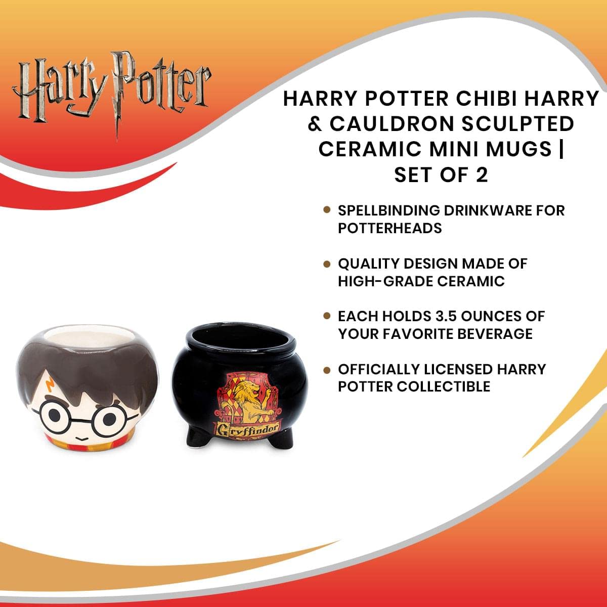 Foto 8 pulgar | Juego De Minitazas De Cerámica Silver Buffalo Harry Potter Gryffindor - Venta Internacional.