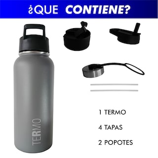 Foto 3 | Termo Doble Pared Chic Fantasy color Gris con Aislamiento Térmico para Caliente y Frío de Acero Inoxidable