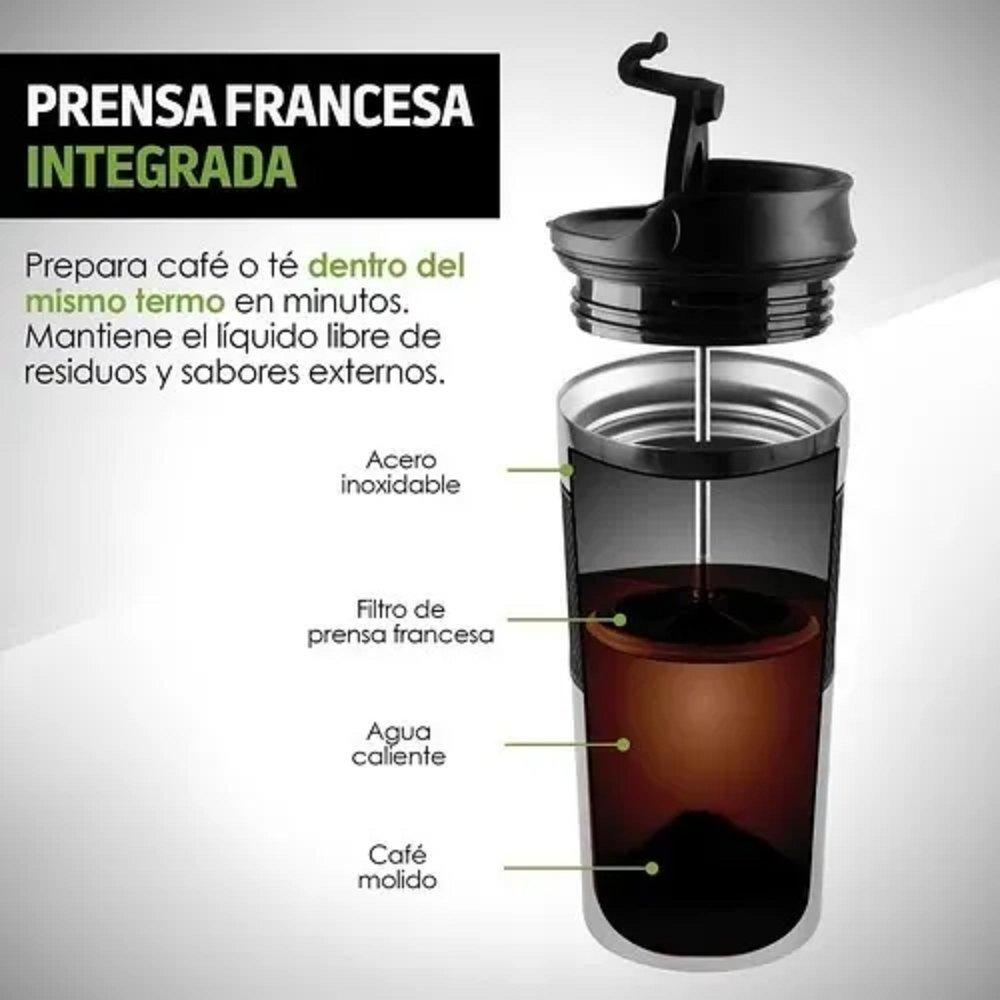 Foto 3 pulgar | Termo de Acero Inoxidable de 350 ml para Café Sin Derrames