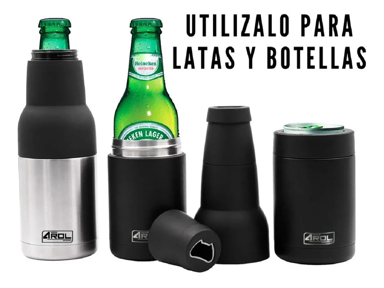 Foto 4 pulgar | Enfriador de Cerveza para Botellas o Latas con Destapador Malubero color Negro