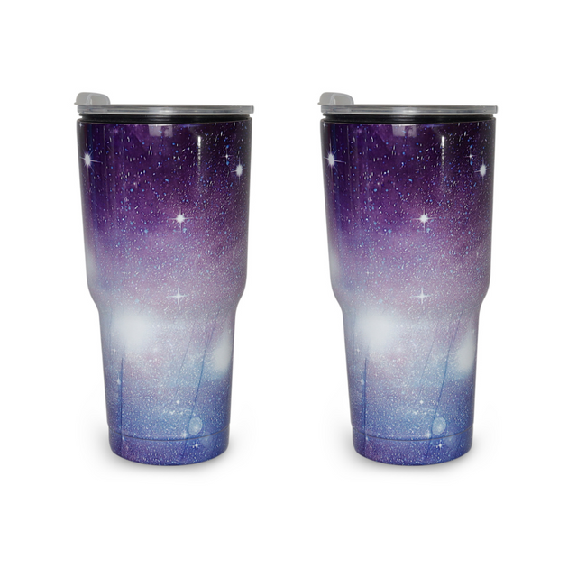 Foto 2 pulgar | Set 2 Piezas Termo Vaso para Bebidas De 30oz Galaxia Acero Inoxidable Iliosinnova color Azul Diseño de Galaxia