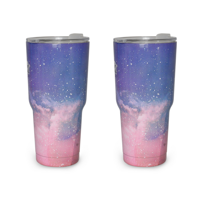 Foto 2 pulgar | Set 2 Piezas Termo Vaso para Bebidas De 30oz Galaxia Acero Inoxidable Iliosinnova color Rosa Diseño Cielo