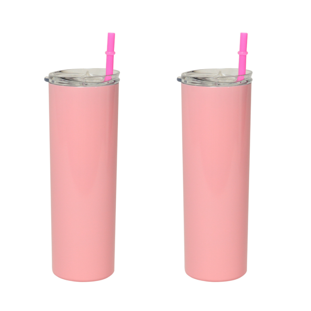 Termo Vaso para Bebidas de 20oz Acero Inoxidable de Doble Pared color Rosa - 2 Piezas