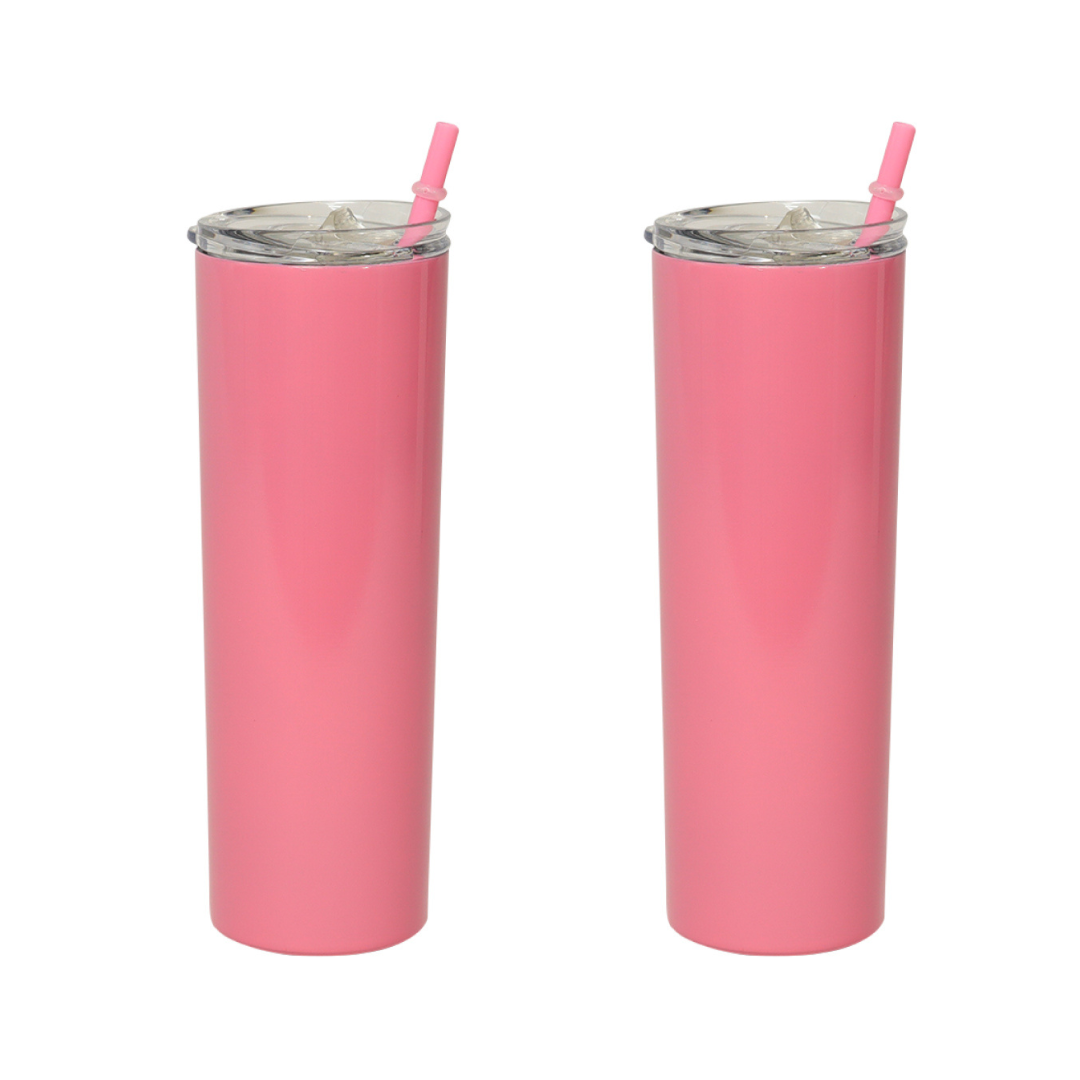 Dos Piezas Termo Vaso para Bebidas de 20oz Acero Inoxidable De Doble Pared Iliosinnova color Rosa Cereza