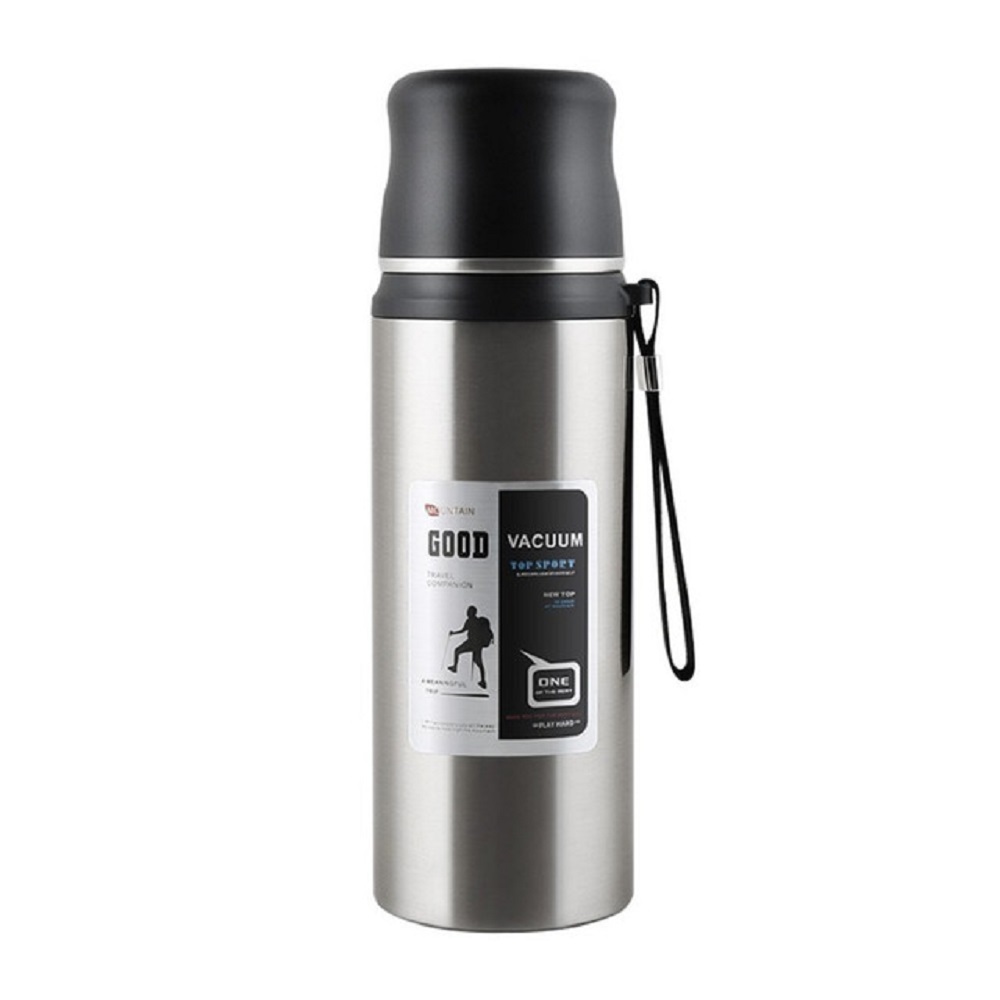 Termo Portátil de Acero Inoxidable con Cuerda 800 ml Storyland color Gris