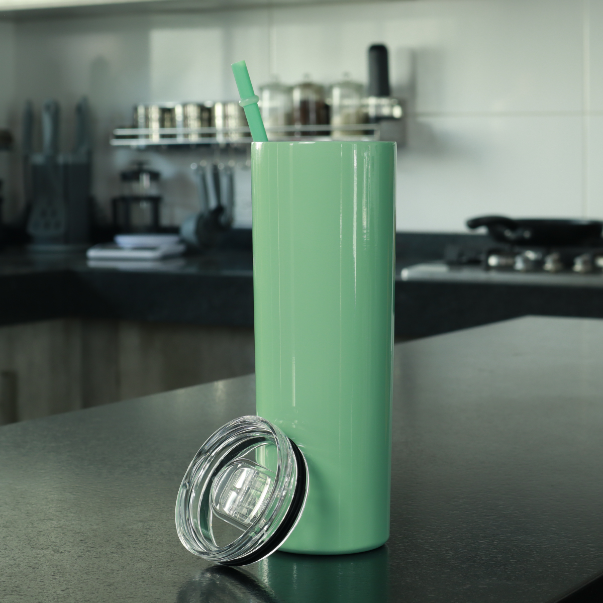 Foto 3 | Dos Piezas Termo Vaso para Bebidas de 20oz Acero Inoxidable de Doble Pared Iliosinnova color Verde Menta