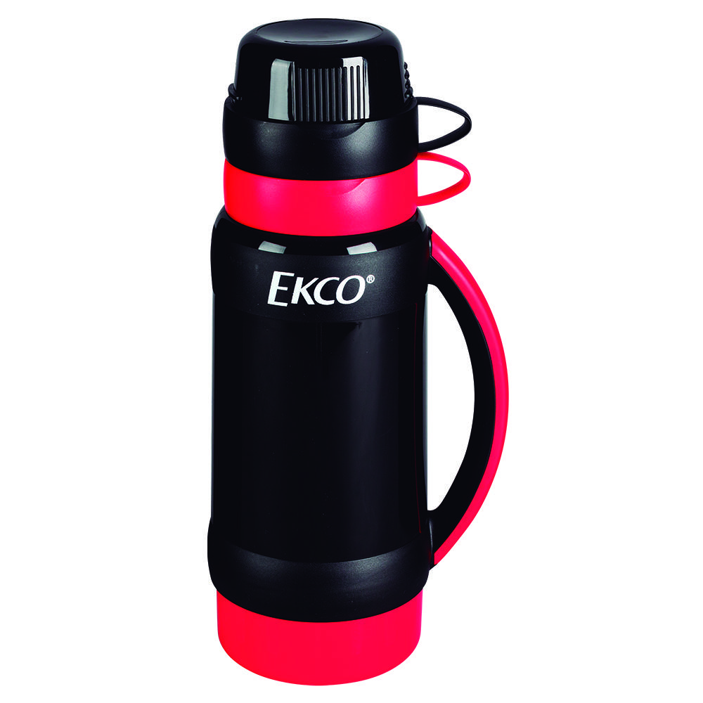 Termo de 1 Litro Ekco Lacafetiere de Polipropileno Color Rojo con Negro Con Tapa Antiderrame