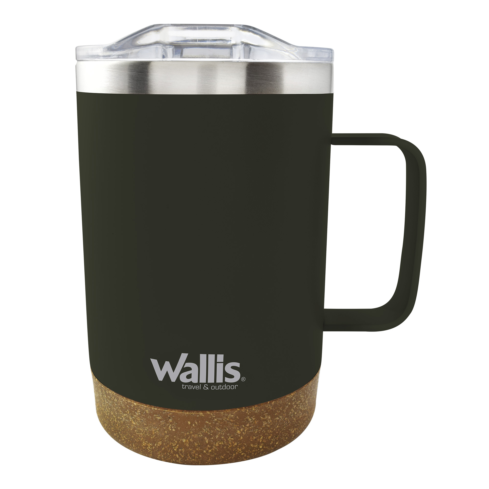 Foto 2 pulgar | Taza Térmica con Goma y Protector Deslizante Antiderrames 350 ml Wallis color Verde Olivo con Base Café