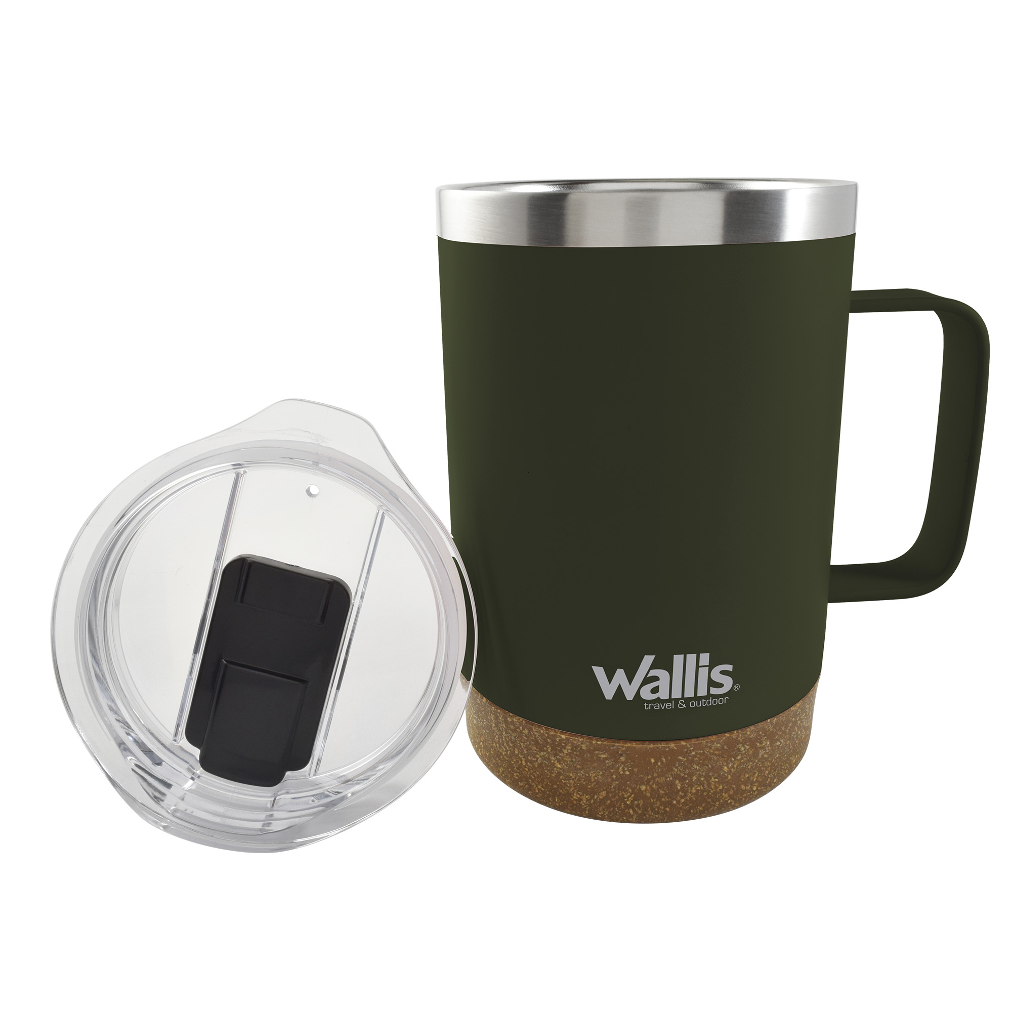 Foto 3 pulgar | Taza Térmica con Goma y Protector Deslizante Antiderrames 350 ml Wallis color Verde Olivo con Base Café