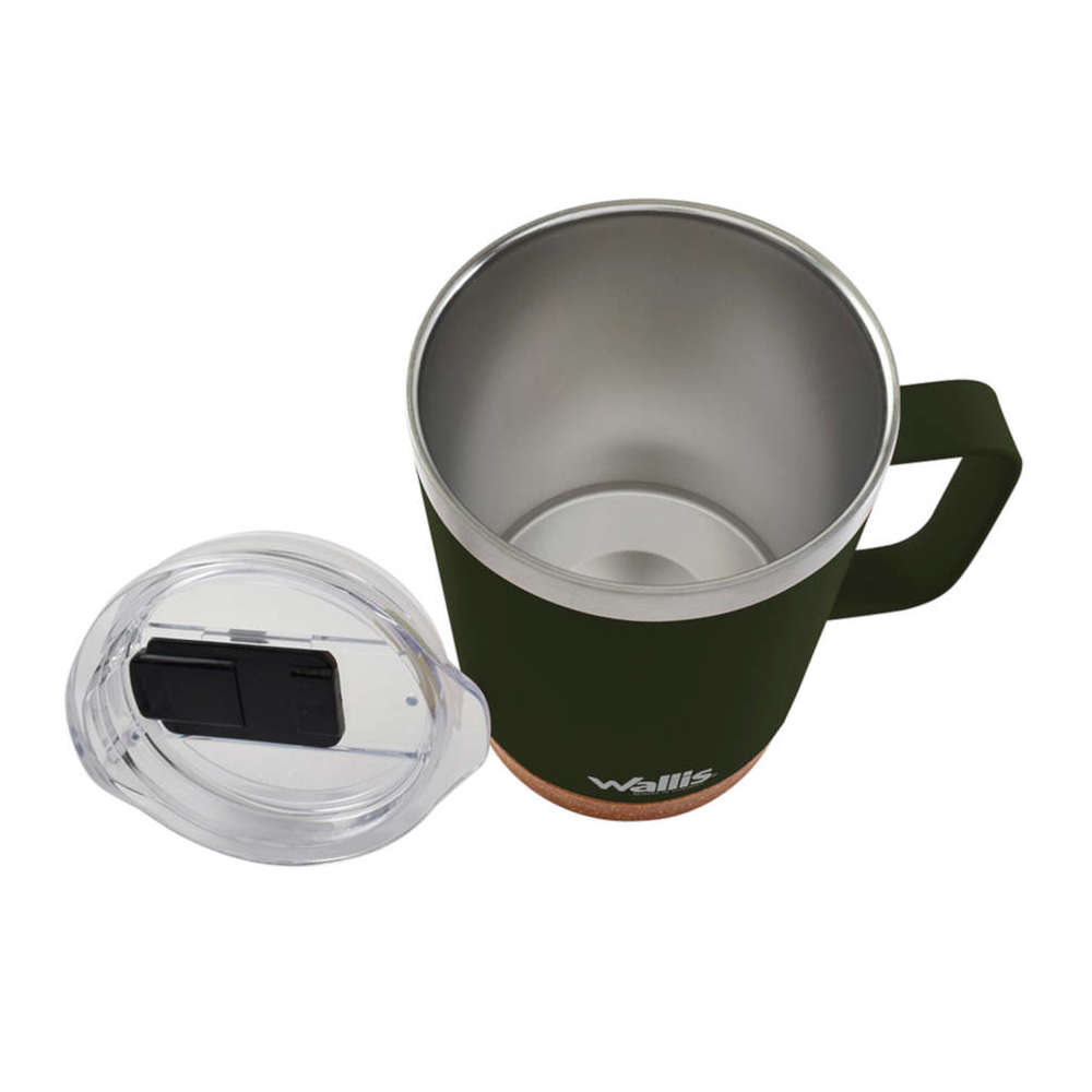 Foto 4 pulgar | Taza Térmica con Goma y Protector Deslizante Antiderrames 350 ml Wallis color Verde Olivo con Base Café