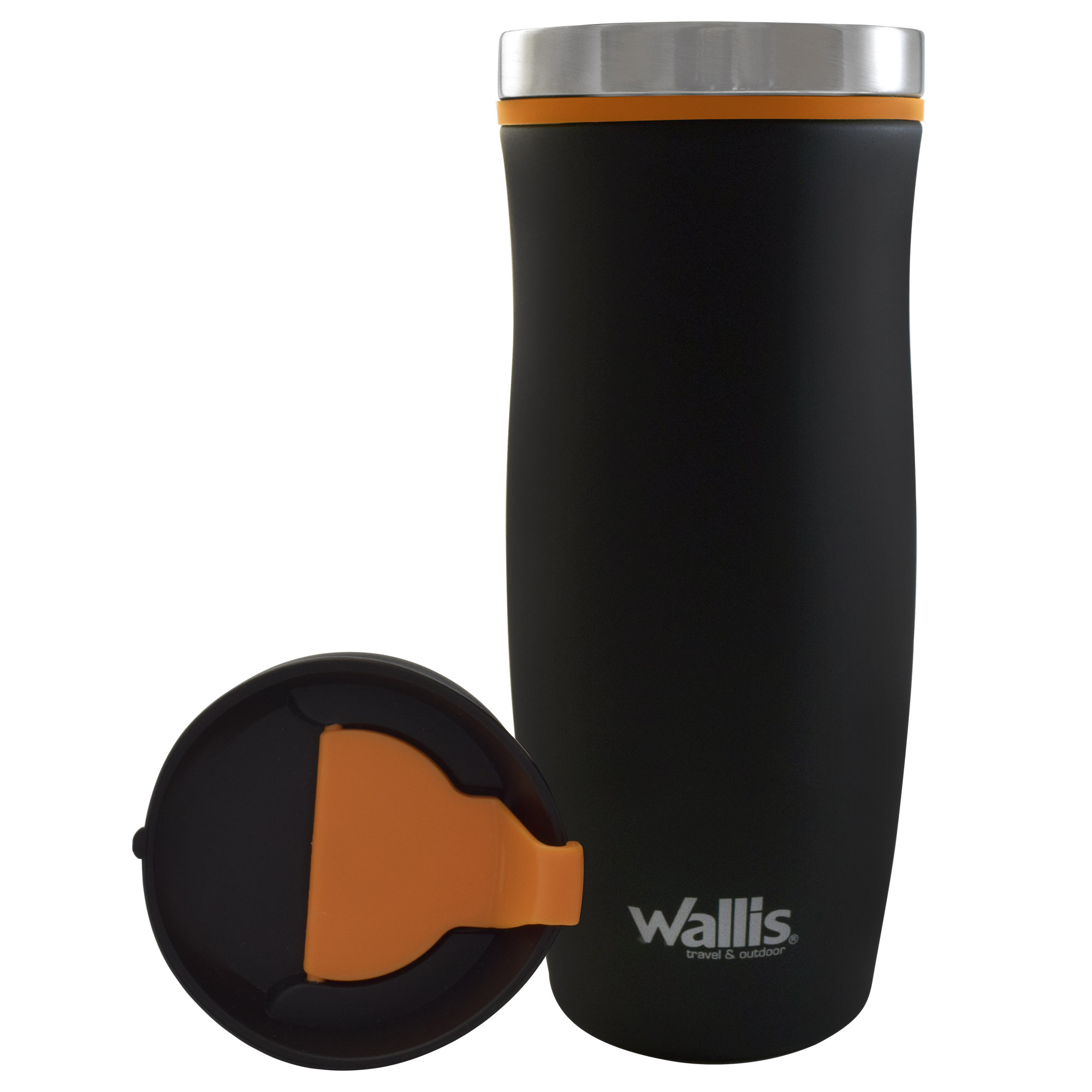 Foto 3 pulgar | Vaso Wallis Térmico con Protector Antiderrames y Tapa Rosca 450 ml color Negro/naranja